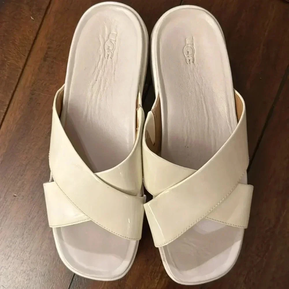 Ugg white platform sandals size 9